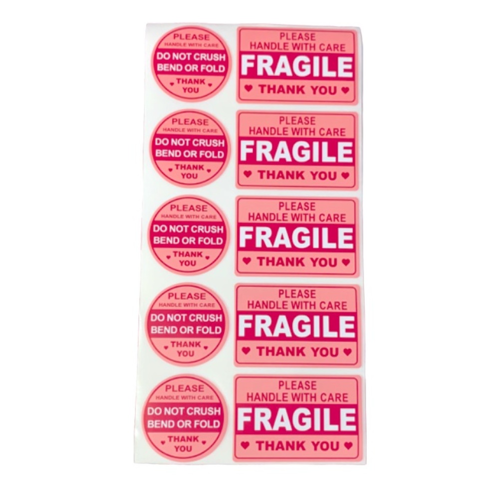 100 PK Pink Shipping Labels - Fragile - Picture 3 of 6